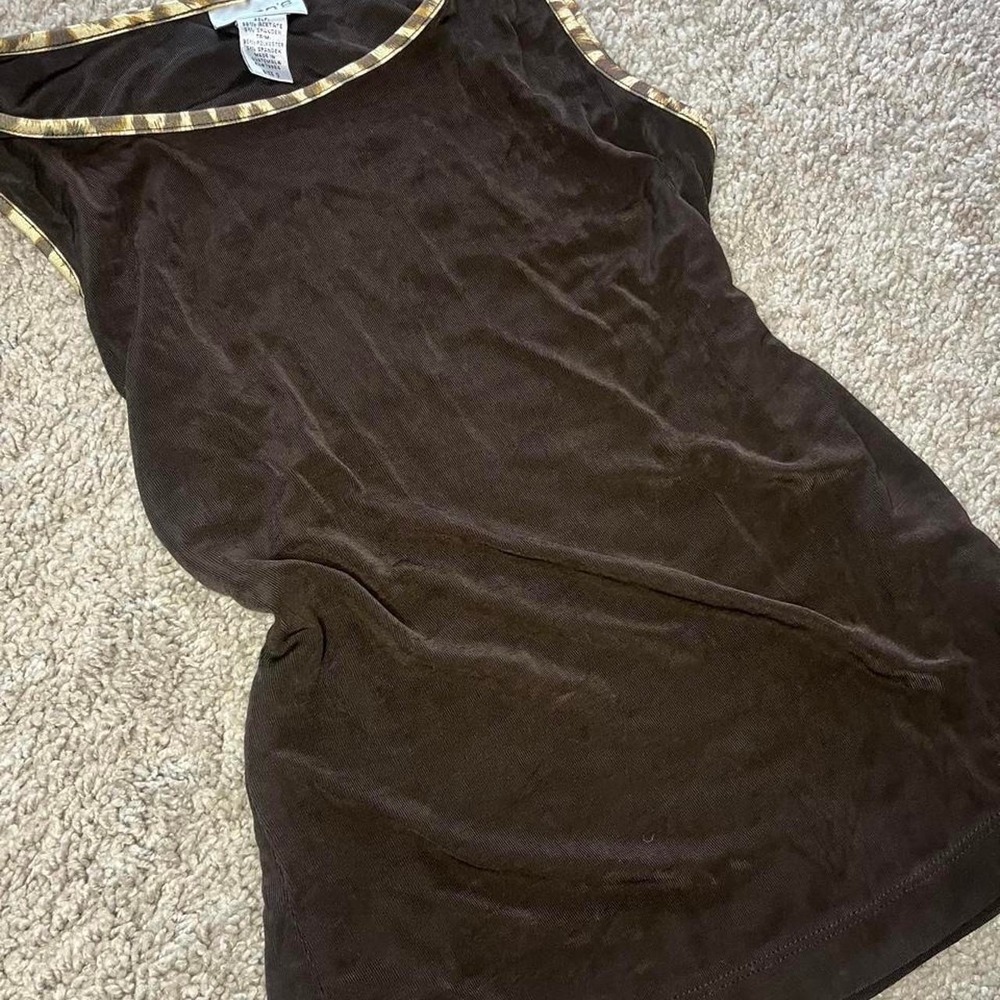 Chico's Brown Gold Trim Tank Top Y2K 2000s Vintage Size 0